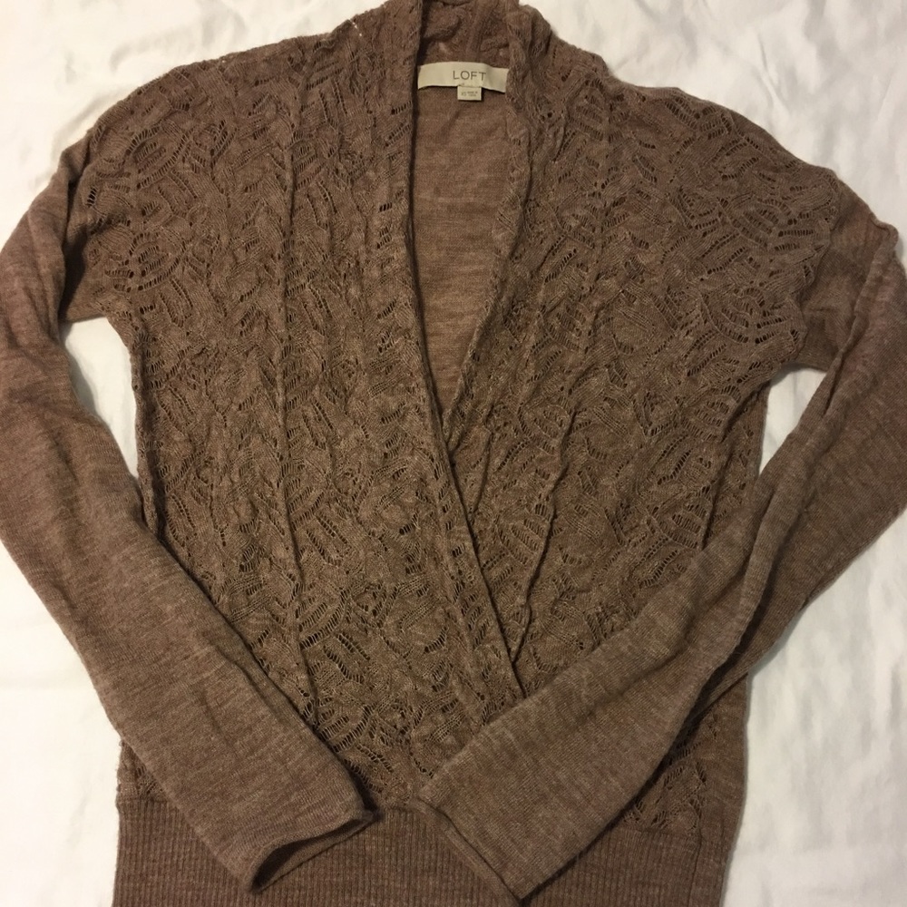 Loft lace cross front sweater size S